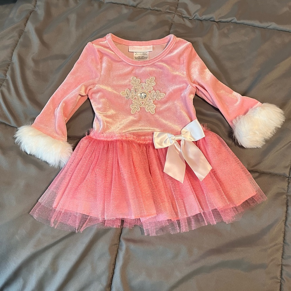 3/$20 Bonnie Baby pink Christmas/winter dress